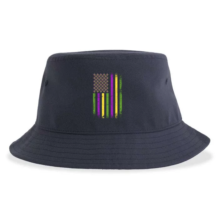 Mardi Gras Festive USA Flag Sustainable Bucket Hat