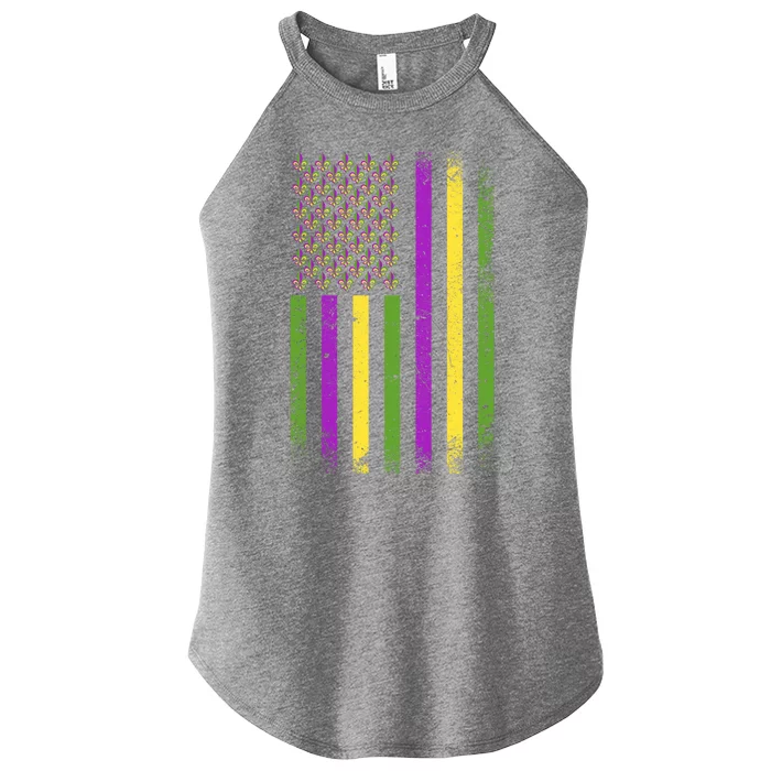 Mardi Gras Festive USA Flag Women’s Perfect Tri Rocker Tank