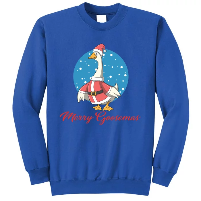 Merry Goosemas Funny Xmas Pun Santa Goose Lover Christmas Cool Gift Tall Sweatshirt