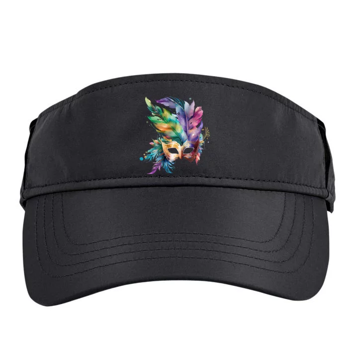 Mardi Gras Feather Mask Watercolor Adult Drive Performance Visor