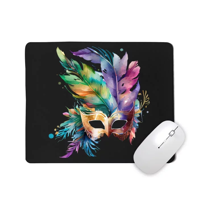 Mardi Gras Feather Mask Watercolor Mousepad