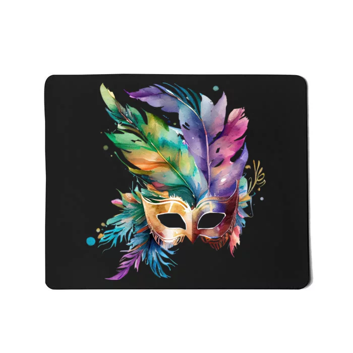 Mardi Gras Feather Mask Watercolor Mousepad