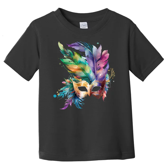 Mardi Gras Feather Mask Watercolor Toddler T-Shirt