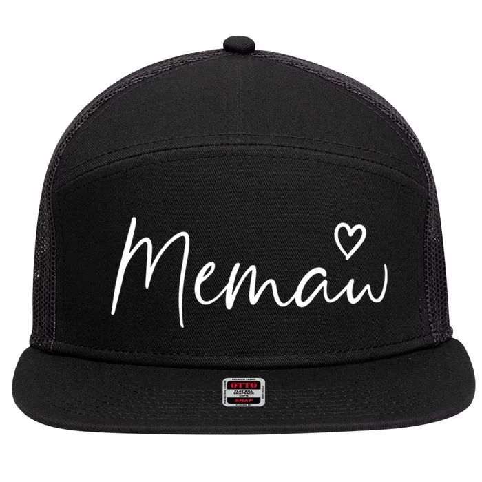 Memaw Gifts For Women Grandma Heart MotherS Day Memaw 7 Panel Mesh Trucker Snapback Hat