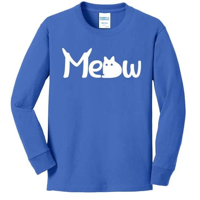 Meow Gift Funny Design For Cat Kitty Kitten Paw Lover Cool Gift Kids Long Sleeve Shirt