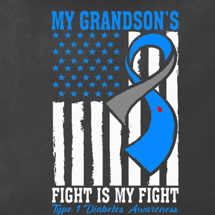 My Grandson's Fight Is My Fight T1D Awareness US Flag Zip Tote Bag