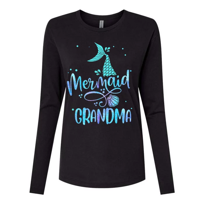 Mermaid Grandma Funny  Family Matching Party Squad Womens Cotton Relaxed Long Sleeve T-Shirt