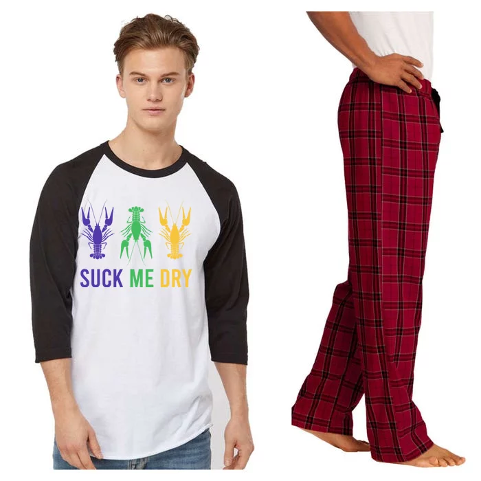 Mardi Gras Funny Suck Me Dry Crawfish Carnival Party Raglan Sleeve Pajama Set