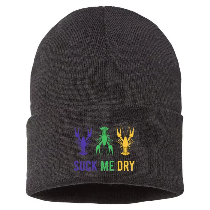 Mardi Gras Funny Suck Me Dry Crawfish Carnival Party Sustainable Knit Beanie