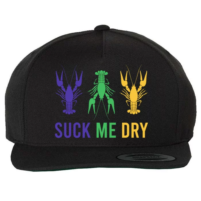 Mardi Gras Funny Suck Me Dry Crawfish Carnival Party Wool Snapback Cap