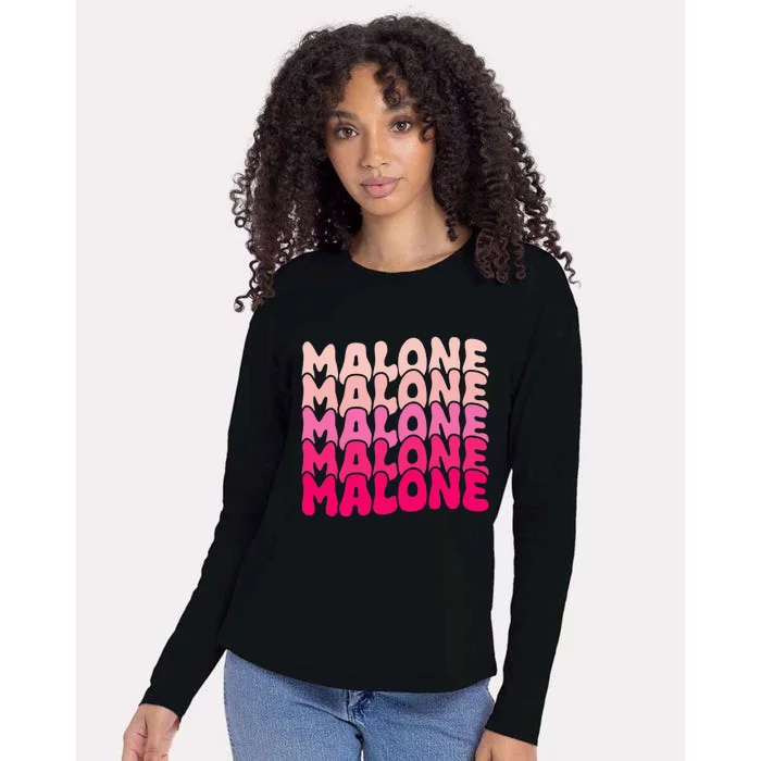 Malone Girl First Name Boy Personalized Groovy Womens Cotton Relaxed Long Sleeve T-Shirt