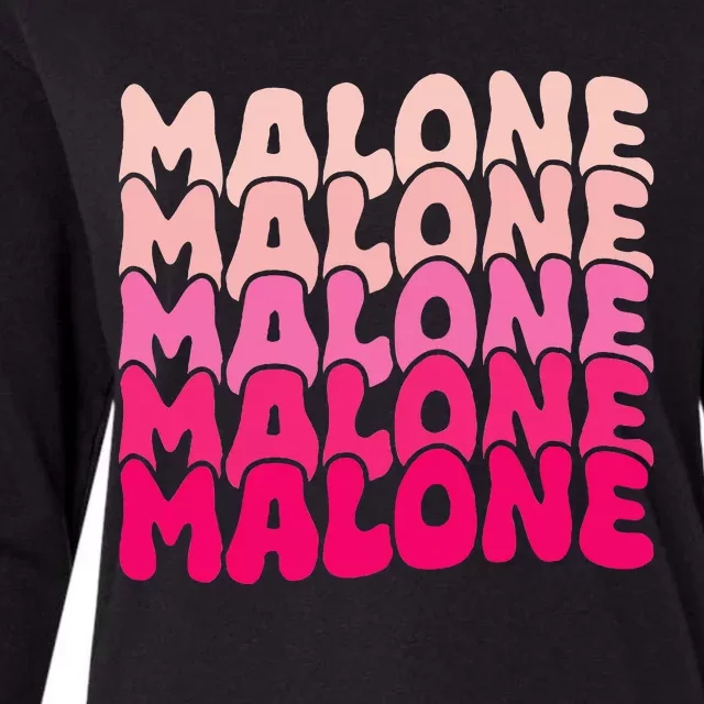 Malone Girl First Name Boy Personalized Groovy Womens Cotton Relaxed Long Sleeve T-Shirt