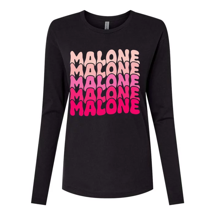 Malone Girl First Name Boy Personalized Groovy Womens Cotton Relaxed Long Sleeve T-Shirt