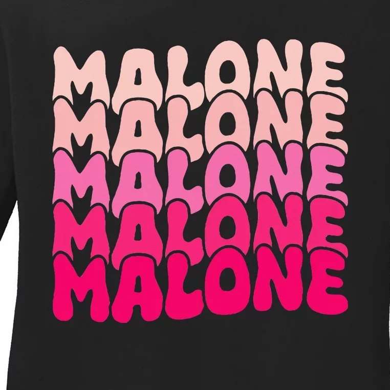 Malone Girl First Name Boy Personalized Groovy Ladies Long Sleeve Shirt