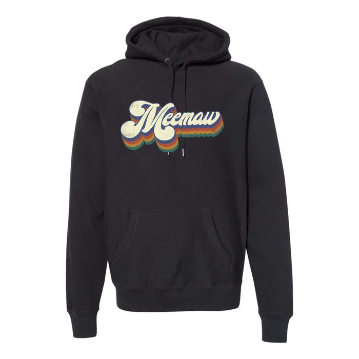 Meemaw Gifts For Grandma Retro Vintage Mothers Day Meemaw Premium Hoodie