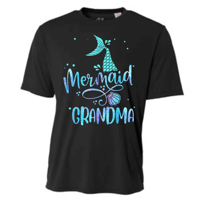 Mermaid Grandma Funny Women Family Matching Party Squad Cooling Performance Crew T-Shirt