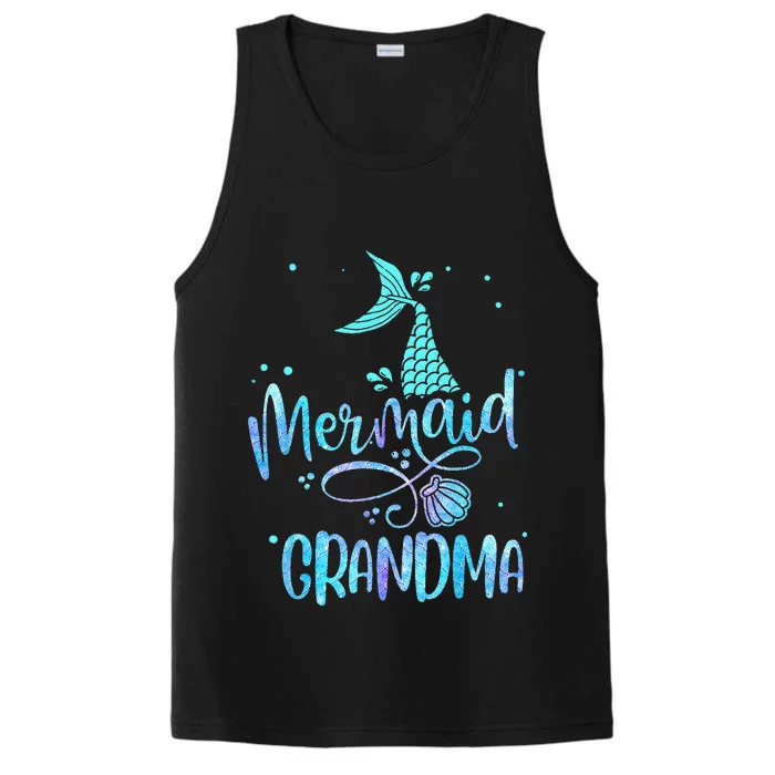 Mermaid Grandma Funny Women Family Matching Party Squad Performance Tank