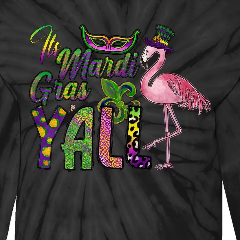 Mardi Gras Flamingo Carnival Costume Gift Tie-Dye Long Sleeve Shirt