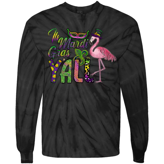 Mardi Gras Flamingo Carnival Costume Gift Tie-Dye Long Sleeve Shirt