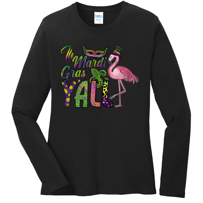 Mardi Gras Flamingo Carnival Costume Gift Ladies Long Sleeve Shirt