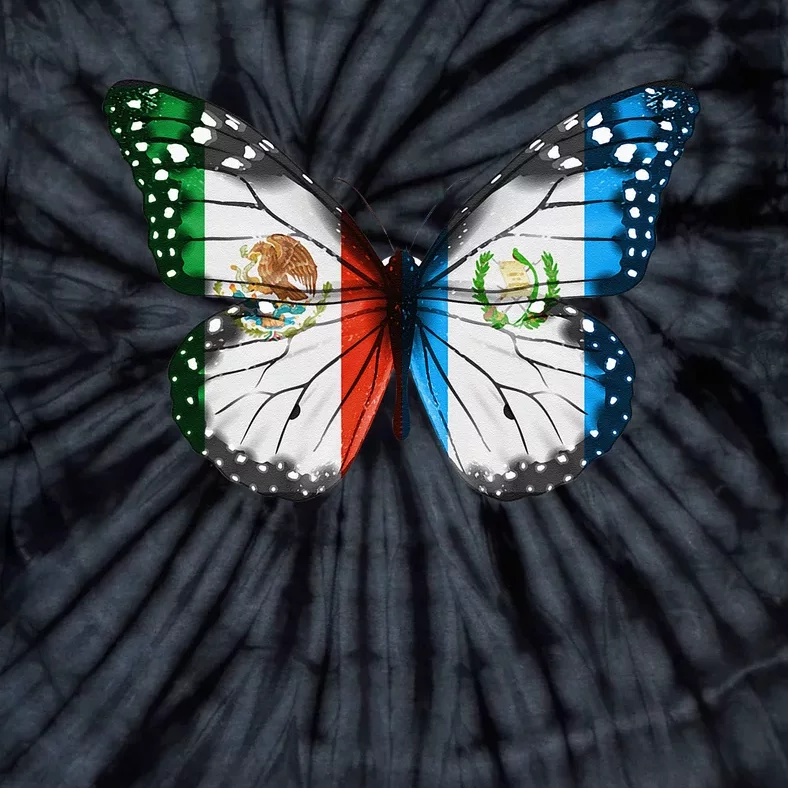 Mexican Guatemalan Flag Butterfly Tie-Dye T-Shirt