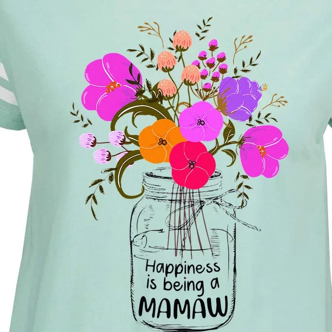 Mom Grandma Floral Gift Happiness Is Being A Mamaw Enza Ladies Jersey Football T-Shirt