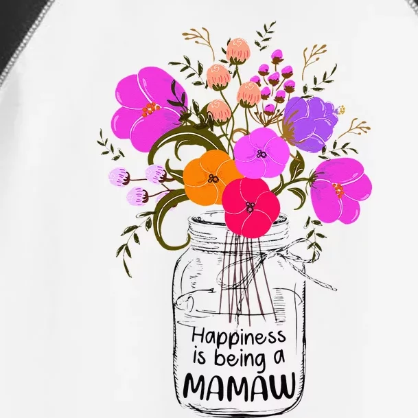 Mom Grandma Floral Gift Happiness Is Being A Mamaw Toddler Fine Jersey T-Shirt