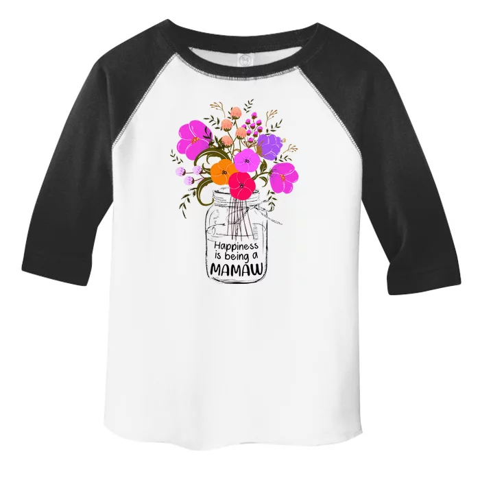 Mom Grandma Floral Gift Happiness Is Being A Mamaw Toddler Fine Jersey T-Shirt