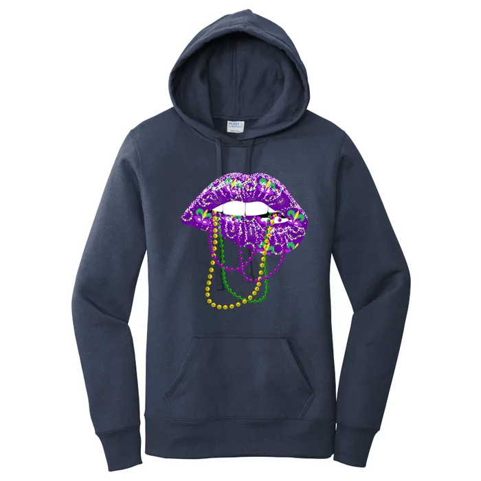 Mardi Gras Funny Gift Lips Queen Carnival Costume Gift Women's Pullover Hoodie