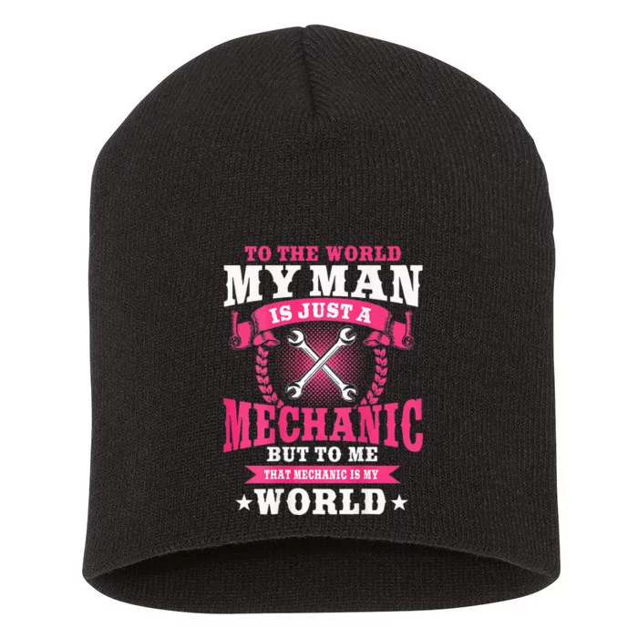 Mechanic Gifts Funny Car Repair Design On Back Short Acrylic Beanie