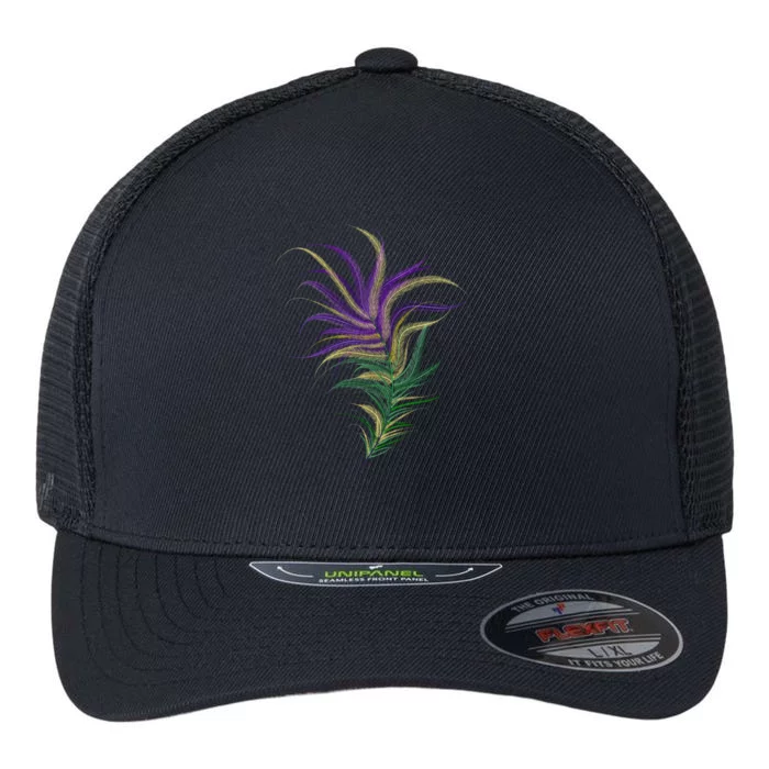 Mardi Gras Festive Feather Flexfit Unipanel Trucker Cap