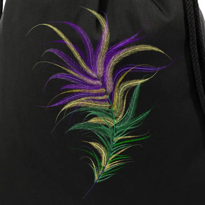 Mardi Gras Festive Feather Drawstring Bag