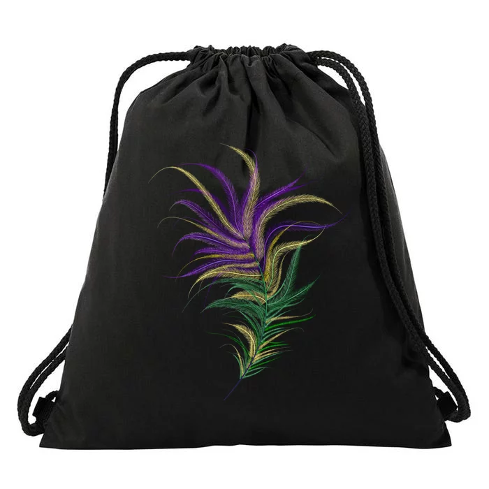 Mardi Gras Festive Feather Drawstring Bag