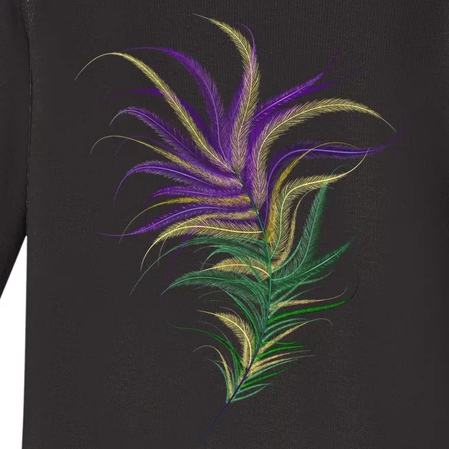 Mardi Gras Festive Feather Baby Long Sleeve Bodysuit