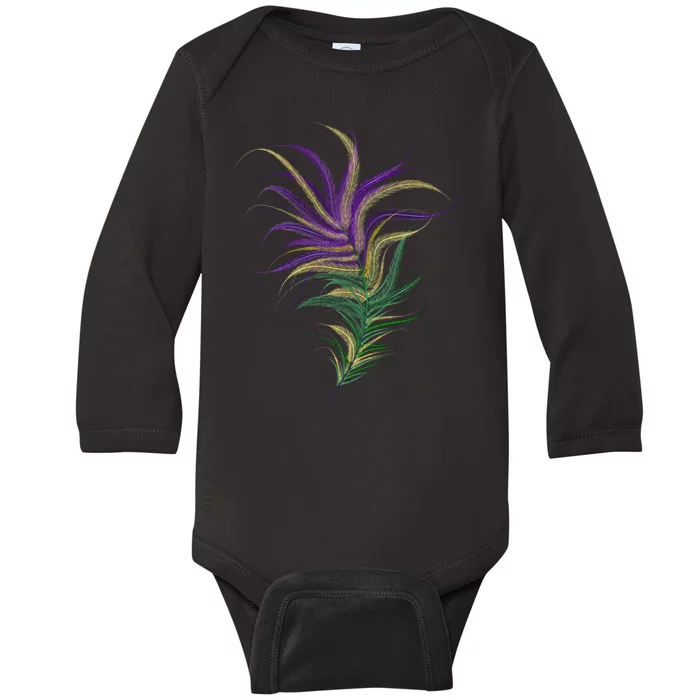 Mardi Gras Festive Feather Baby Long Sleeve Bodysuit