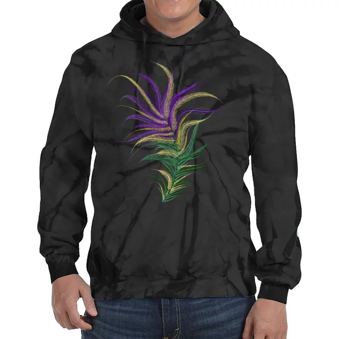 Mardi Gras Festive Feather Tie Dye Hoodie