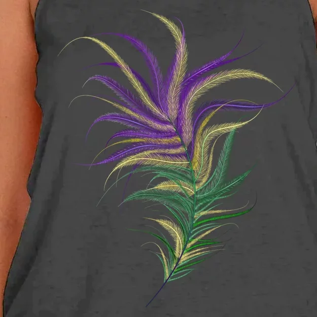 Mardi Gras Festive Feather Women's Knotted Racerback Tank