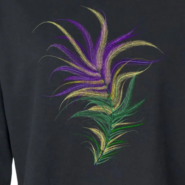 Mardi Gras Festive Feather Cropped Pullover Crew