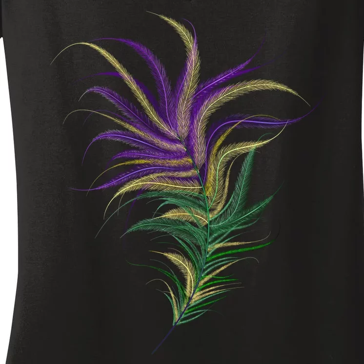 Mardi Gras Festive Feather Women's V-Neck T-Shirt