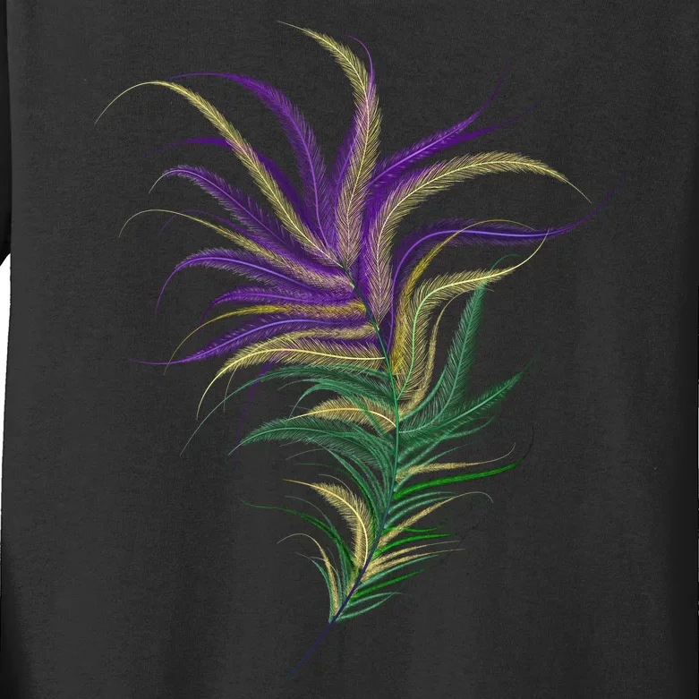 Mardi Gras Festive Feather Kids Long Sleeve Shirt