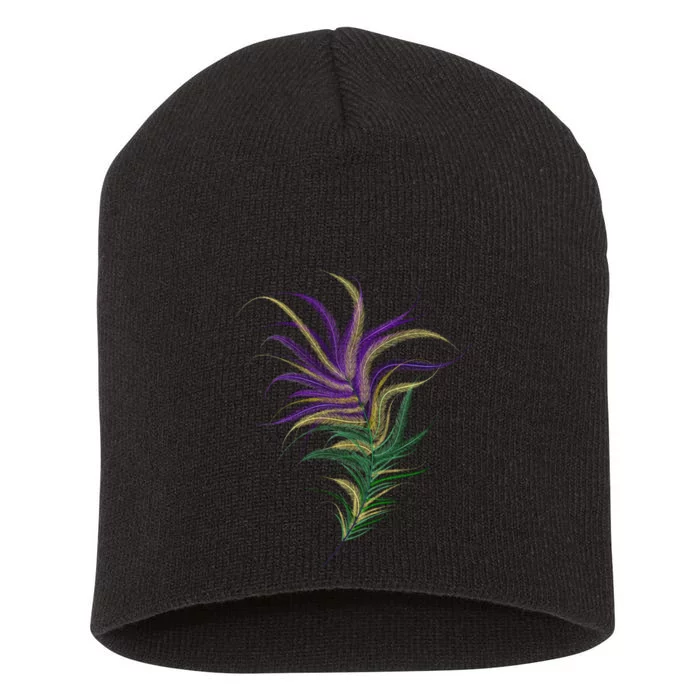 Mardi Gras Festive Feather Short Acrylic Beanie