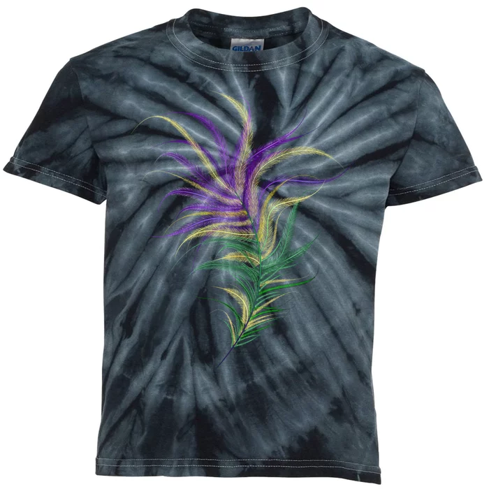 Mardi Gras Festive Feather Kids Tie-Dye T-Shirt