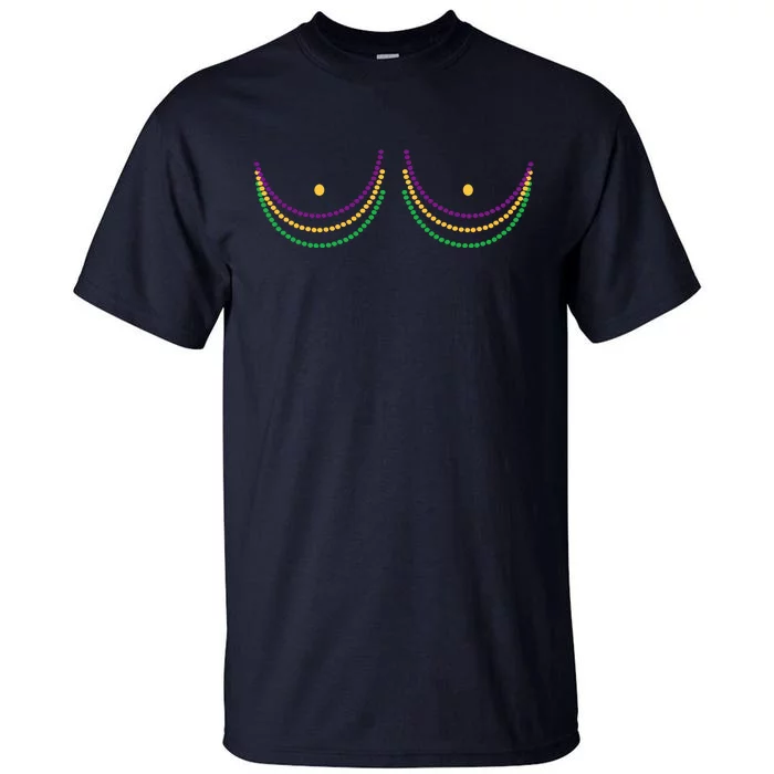 Mardi Gras Funny Beads Boobs Tall T-Shirt