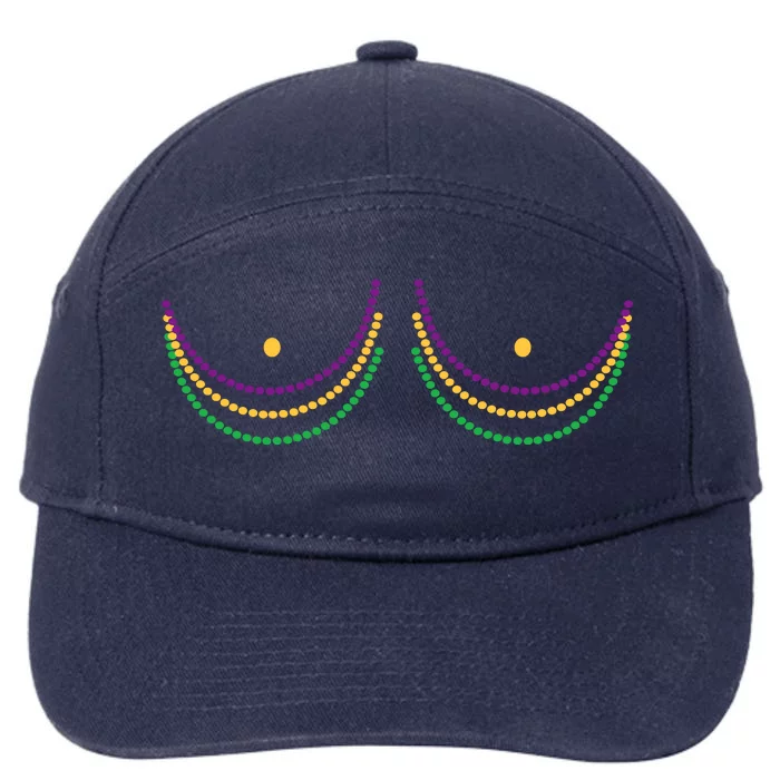 Mardi Gras Funny Beads Boobs 7-Panel Snapback Hat