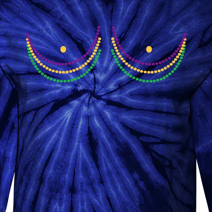 Mardi Gras Funny Beads Boobs Tie-Dye Long Sleeve Shirt