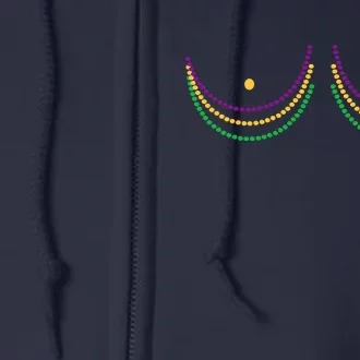 Mardi Gras Funny Beads Boobs Full Zip Hoodie