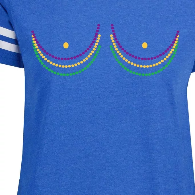 Mardi Gras Funny Beads Boobs Enza Ladies Jersey Football T-Shirt