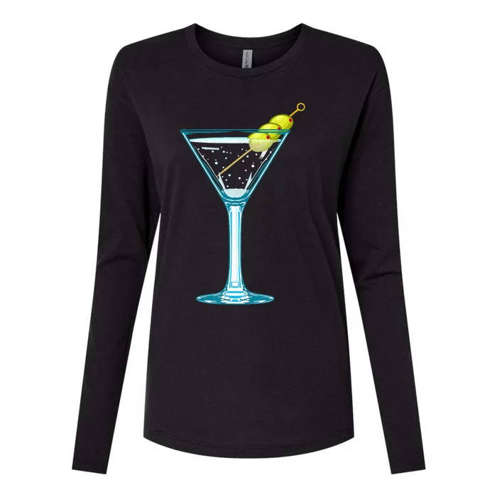 Martini Glass Green Olives Bartender Vodka Drink Womens Cotton Relaxed Long Sleeve T-Shirt