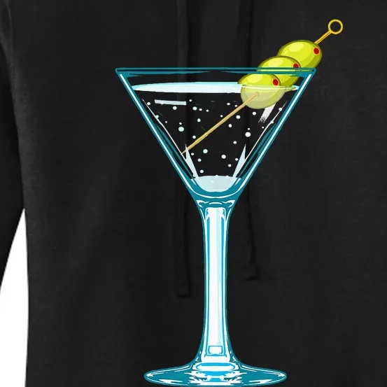 Martini Glass Green Olives Bartender Vodka Drink Women's Pullover Hoodie