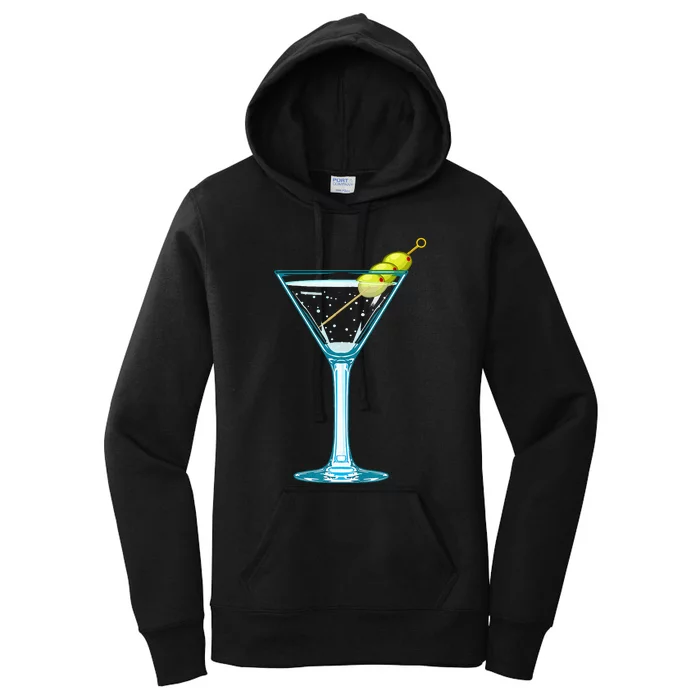 Martini Glass Green Olives Bartender Vodka Drink Women's Pullover Hoodie